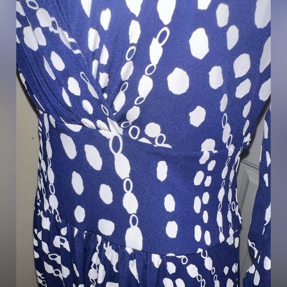 Talbots white & blue polka dotted dress with light weighted breathable material - Picture 6 of 12